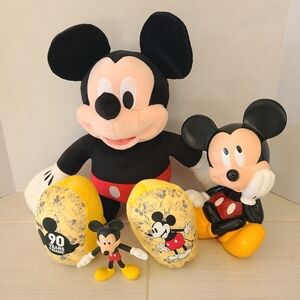 Vintage Plush Mickey Build-a-Bear, Mickey Mouse Bank, and Twisty Mickey